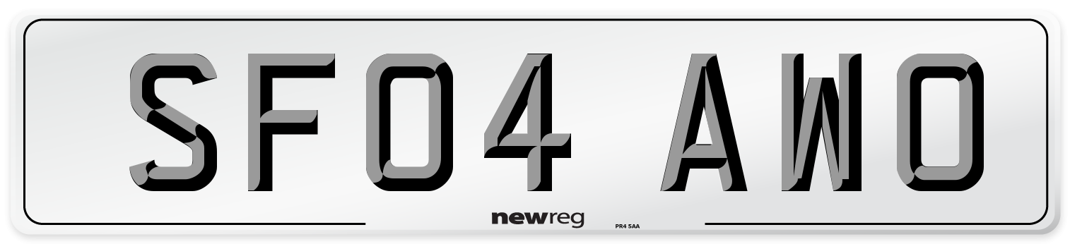 SF04 AWO Number Plate from New Reg